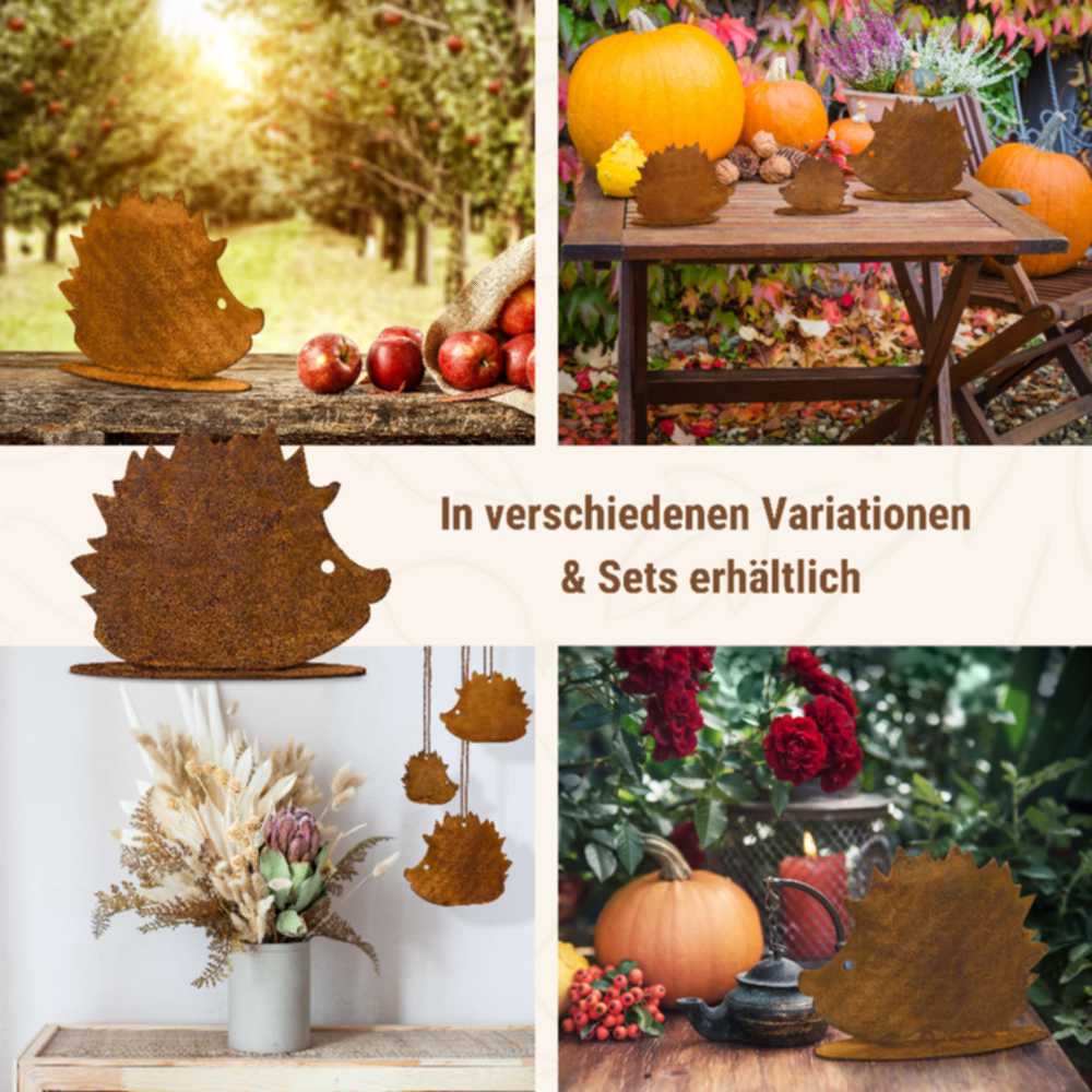 Rostikal – Großhandel Tischdeko – Edelrost Deko Igel zum Hängen oder auf Bodenplatte | Herbstd3