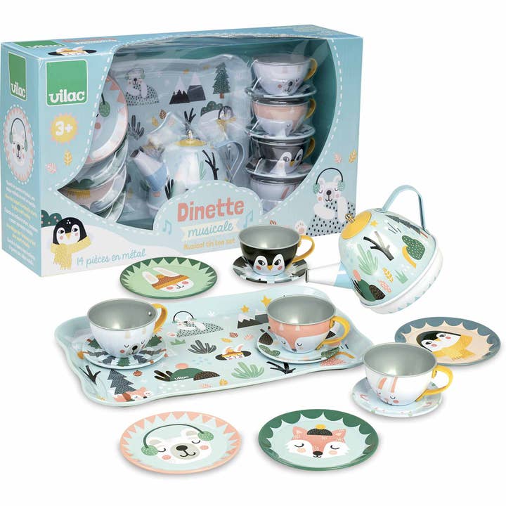 Vilac Iceland Musical Tin Tea Set Musical Pretend Play for wholesale by Hippychick