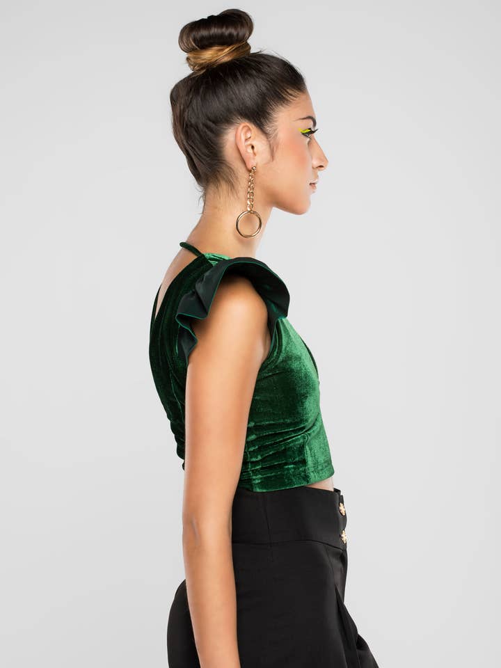 Top feminino de manga curta sexy com decote em V profundo por atacado de DE IRISARRI