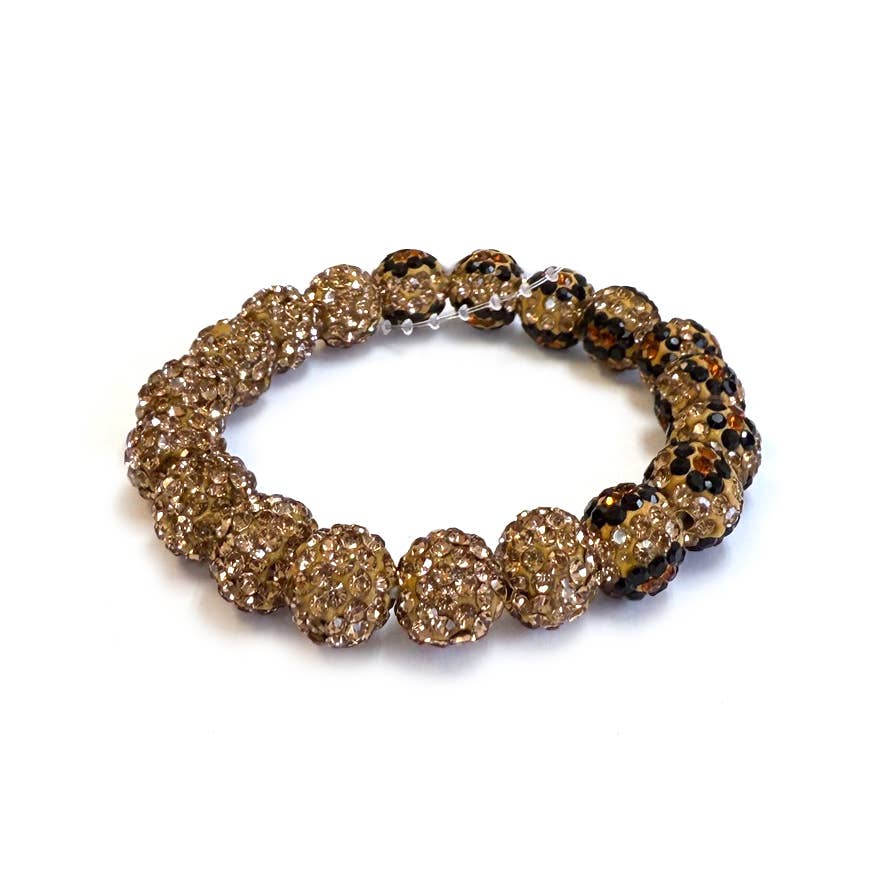 StarryNYC – wholesale Beaded bracelet – 2 Tone Chunky Shamballa Stone Ball Beaded Stretch Bracelet2