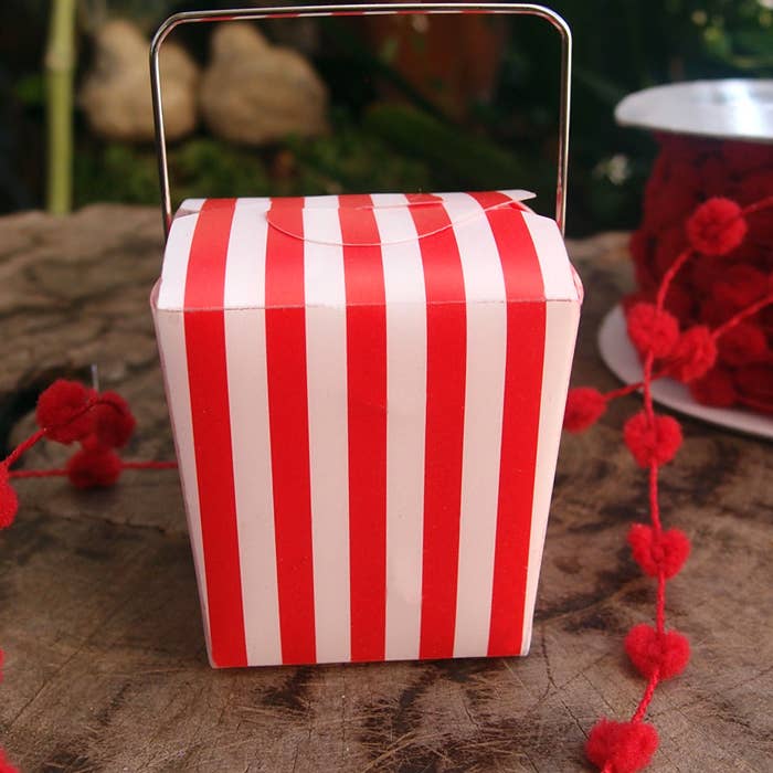 Packaging Decor - Wholesale Party Favor Bag/Box - Mini Takeout Party Favor Box Stripes 12 pcs4