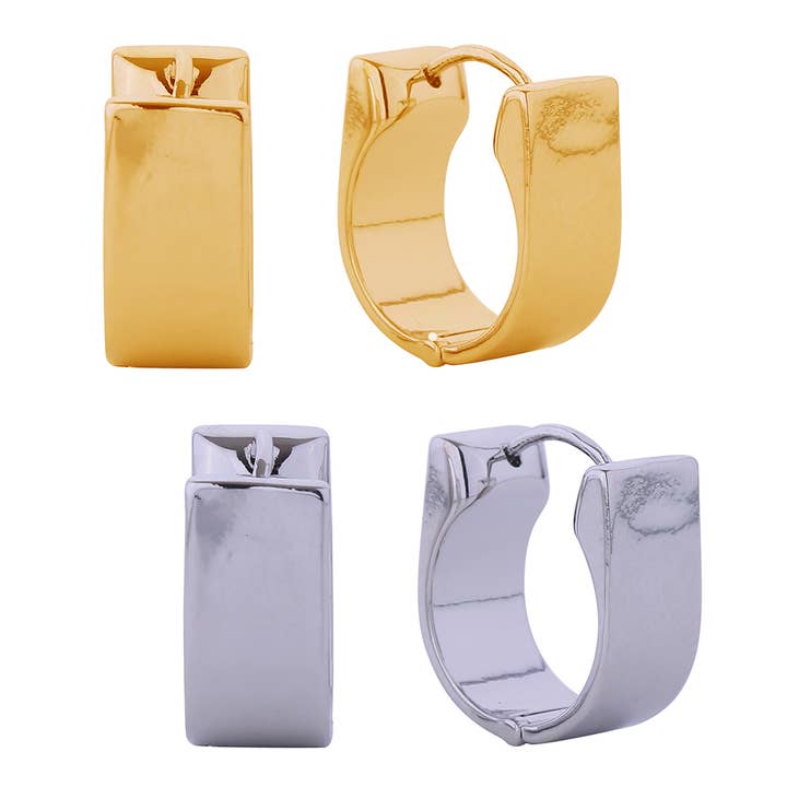14K Dipped Wide Band Hoop Huggie Earrings for wholesale by Fashion City