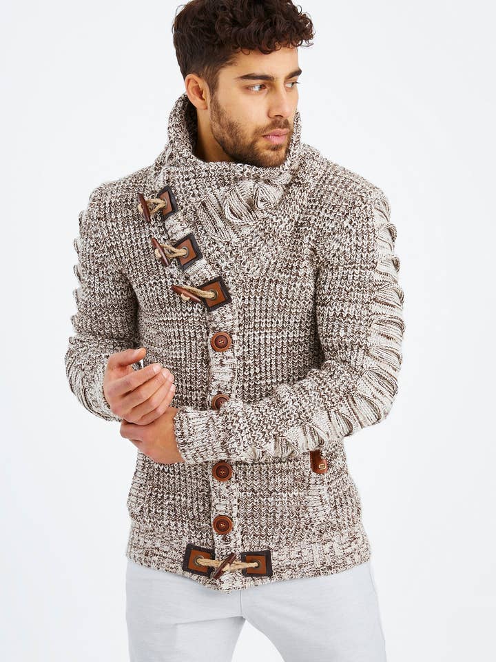 Leif Nelson GmbH - Wholesale Knit Sweater - Men's - Men's Knit Sweater Chunky Knit Shawl Collar LN-558511