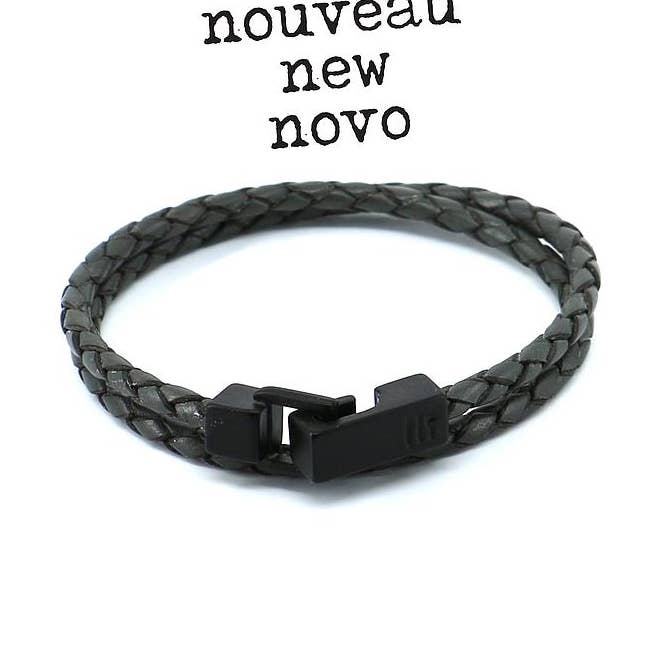 Men's Bracelet | MiraGaya - notte dark grey leather for wholesale by Être - Bracelets & Accessories