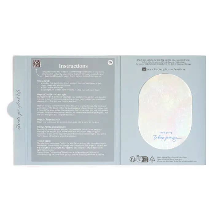 Botanopia USA - gifts , decor and cards for plant lovers - Wholesale Suncatcher - Rainbow maker sticker - Keep going to keep growing12