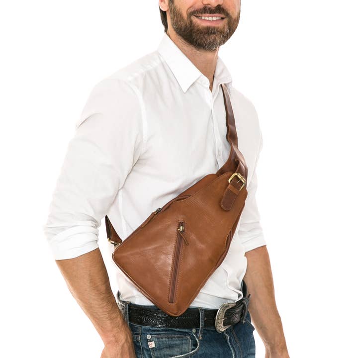 Leather Impressions Inc - Wholesale Crossbody Bag - Unisex - Leather sling bag, Minimalist crossbody chest bag AB176710
