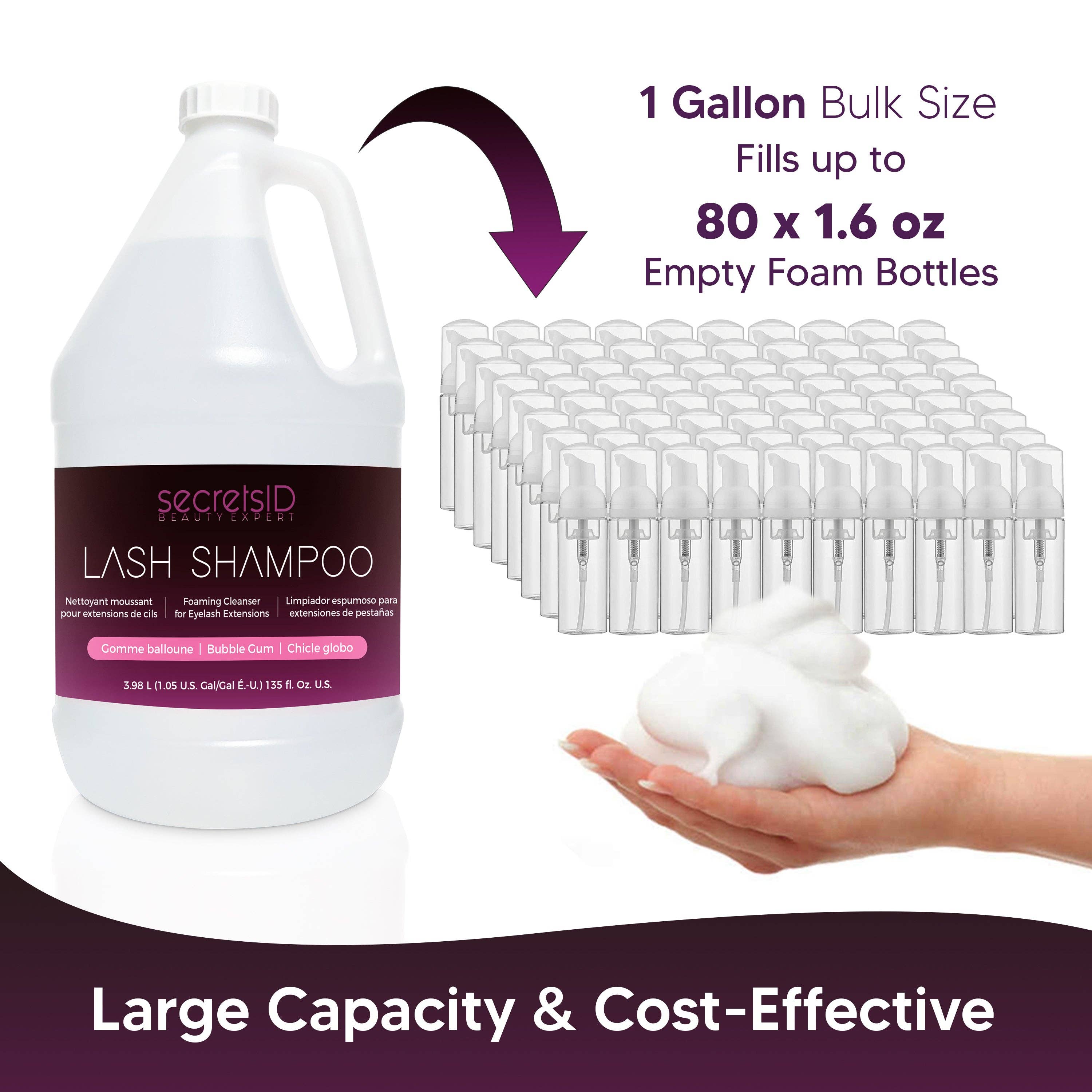 SecretsID - Wholesale Eyelash/Brow Serum - Foaming Lash Shampoo Bulk 1 Gallon Size - Bubble Gum Scent1