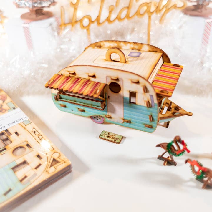 One Man One Garage - Wholesale Bird House - Vintage Camper Bird House Scale model playset you can build and use! Bring back the love of travel!3