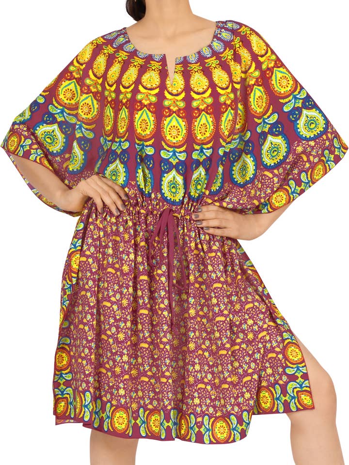 LA LEELA Womens Plus Size Cover-up Kimono 2X-3X Yellow-AC220 for wholesale by LA LEELA \ HAPPY BAY