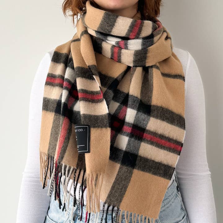 Thomson Camel - Scottish Tartan Lambswool Wide Scarf for wholesale by Barossa Supply Co.