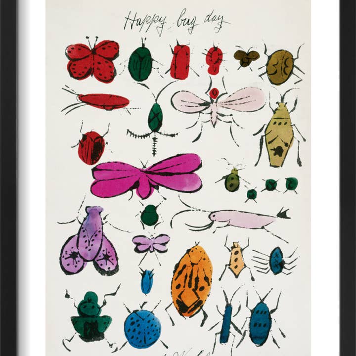 Happy Bug Day Framed Art Print by Andy Warhol for wholesale by The Art Guys