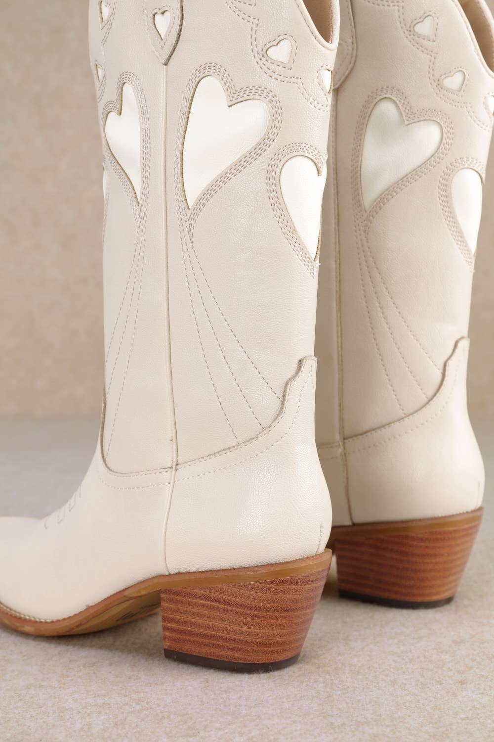 OFF WHITE MIRA HEART CUTOUT DESIGN WESTERN MID-CALF BOOTS for wholesale on Faire3
