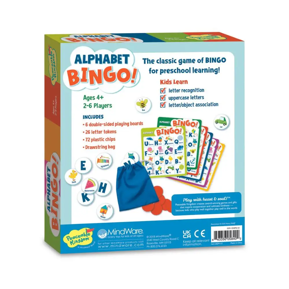 Just Imagine Toys – wholesale Brain game – Child – Educational Game - Peaceable Kingdom - Alphabet Bingo2
