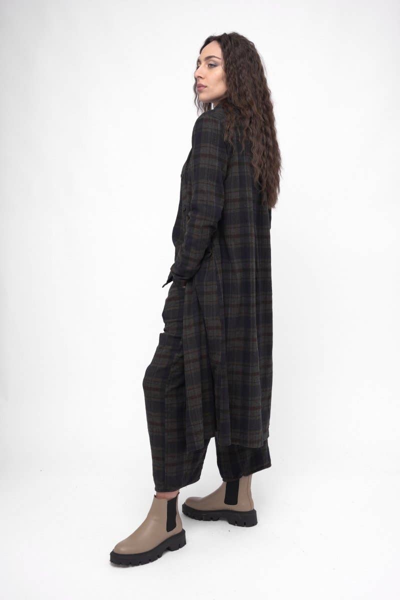 Baci & Amici Fashion - US Continental - Wholesale Dress - Women's - Cotton Plaid Tiered Waist Dress10