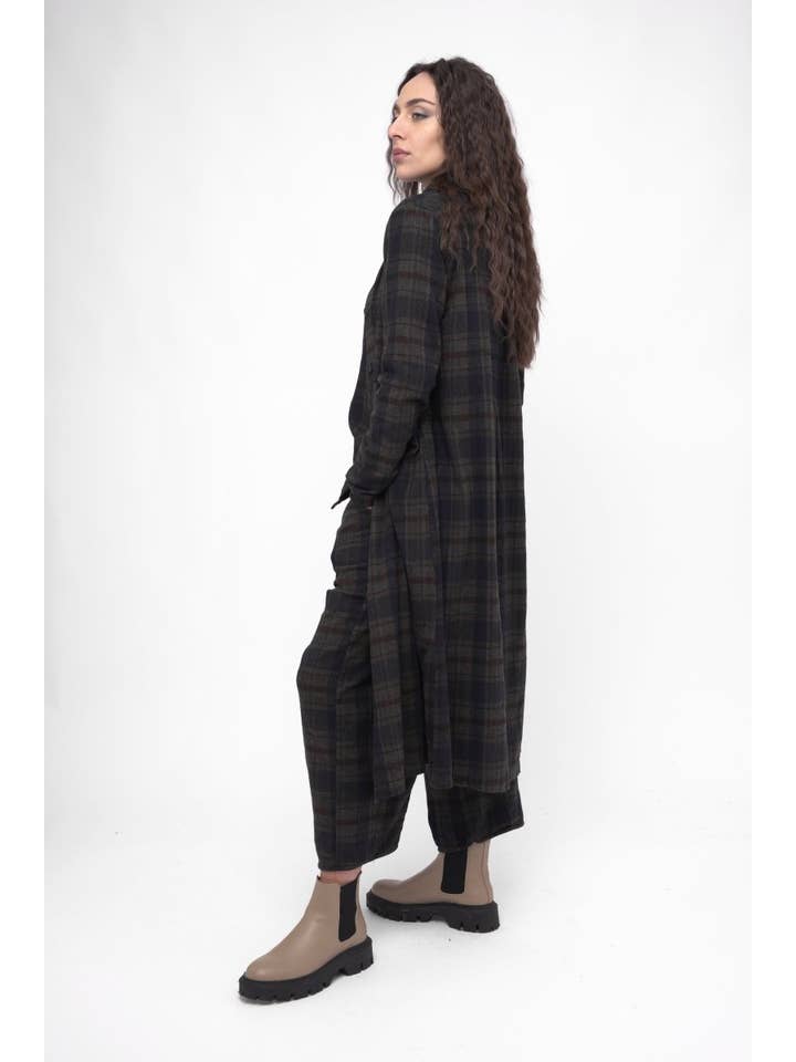 Baci & Amici Fashion - US Continental - Wholesale Dress - Women's - Cotton Plaid Tiered Waist Dress10