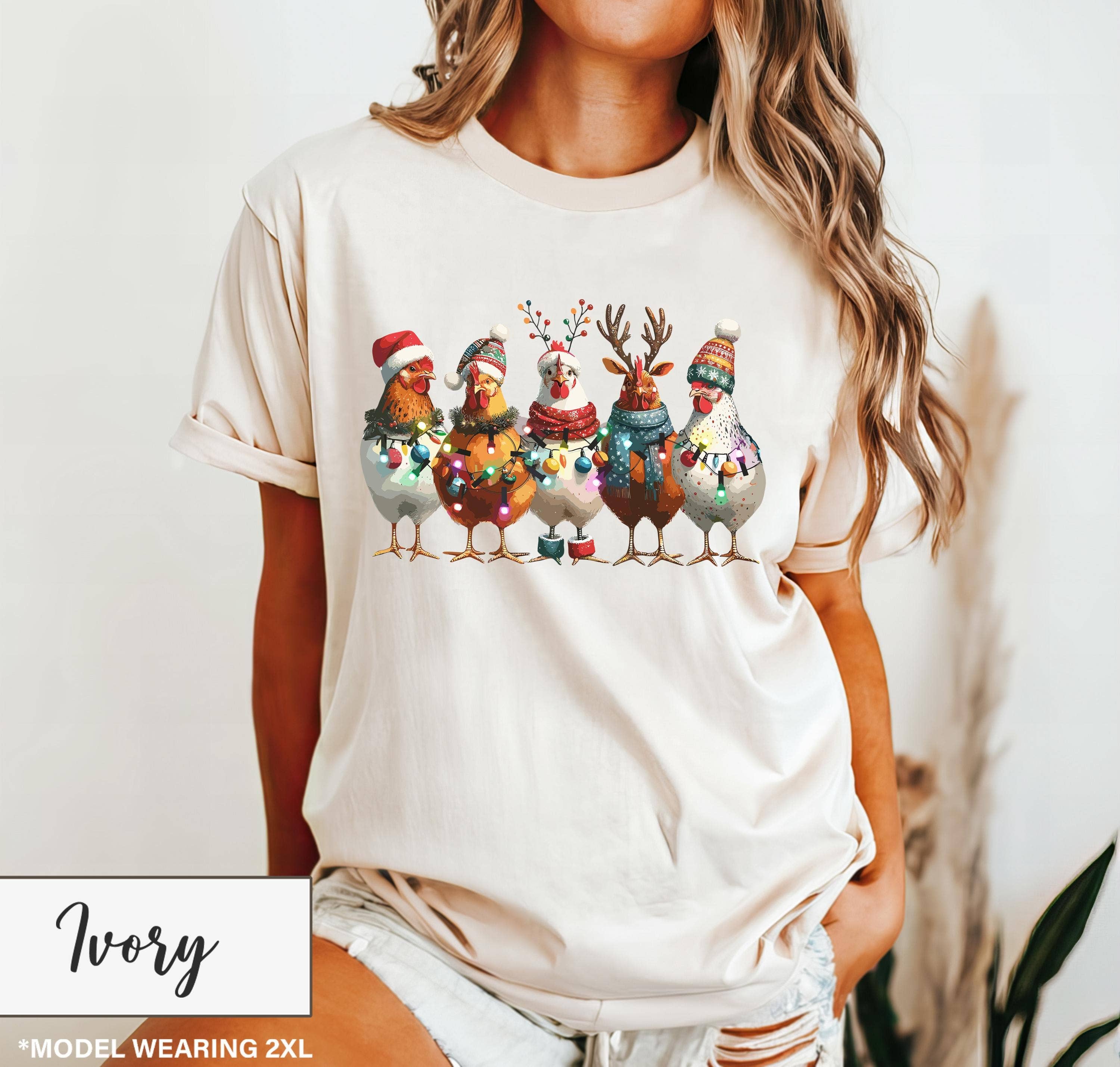 NVC Ecommerce LLC - Wholesale T-Shirt (Graphic) - Women's - Christmas Chickens Shirt, Christmas Farm Sweatshirt 1