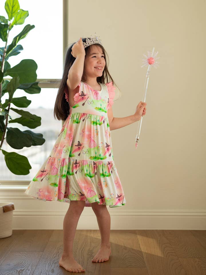 Riley & Rett – Engroshandel Kjole - Børn – Populær Flæse Blondeærme Lagdelt Snurretur0