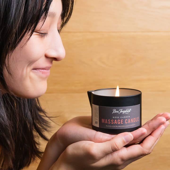 Bee Inspired - Wholesale Massage Oil/Gel - Rose Garden Massage Candle | 5.6oz Rose & Lavender Skincare7