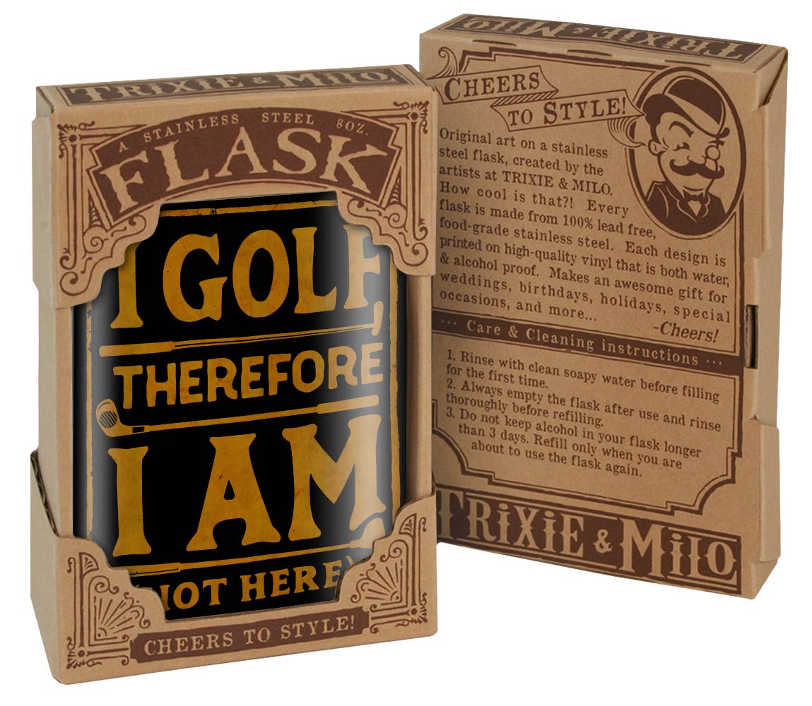 Lucky Jack - Wholesale Flask - Flask - I Golf, Therefore I Am... - Father's Day1
