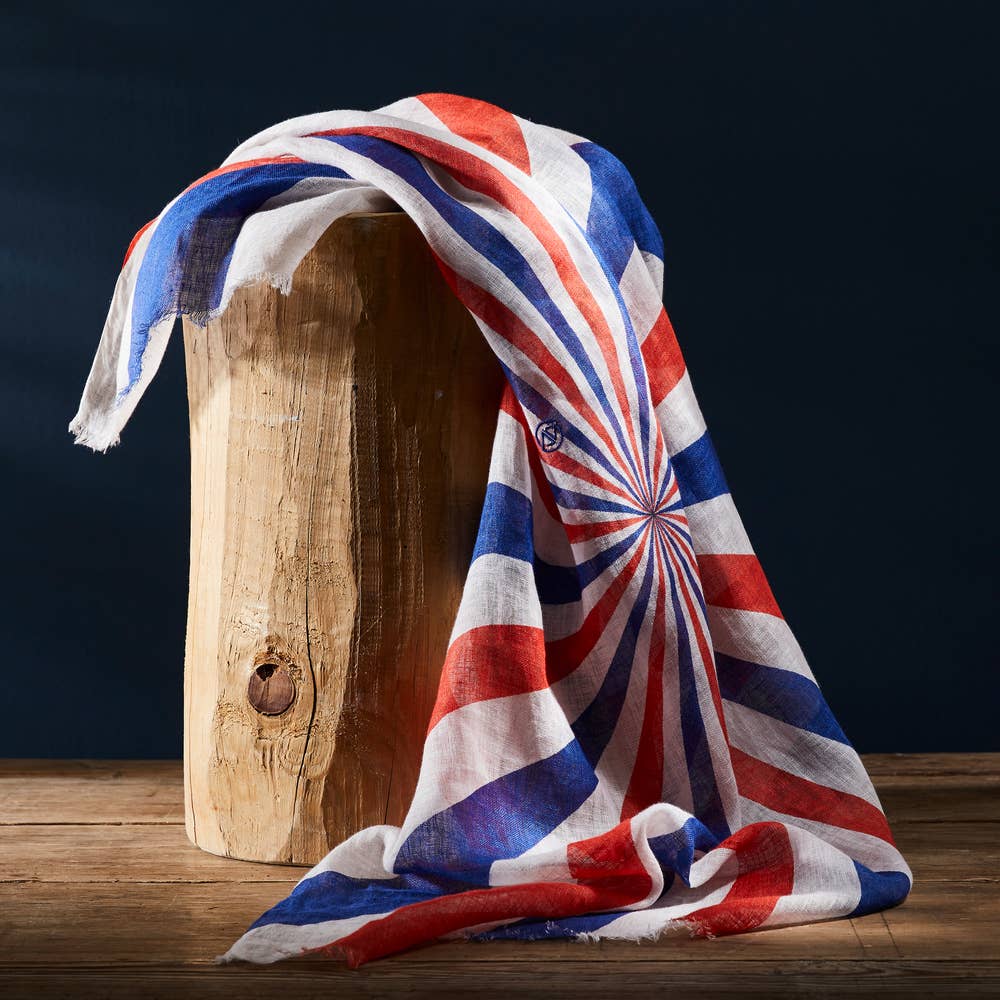 AV08 PARIS - Wholesale Scarf - Unisex - BLUE WHITE RED NAVACELLES SCARF – TRICOLOR PRINT LINEN4