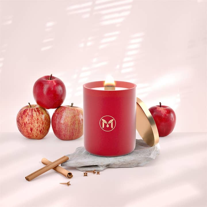 Apple Cinnamon 100% Soy Wax Crackling Wood Wick Candle for wholesale by MyrrhUSA