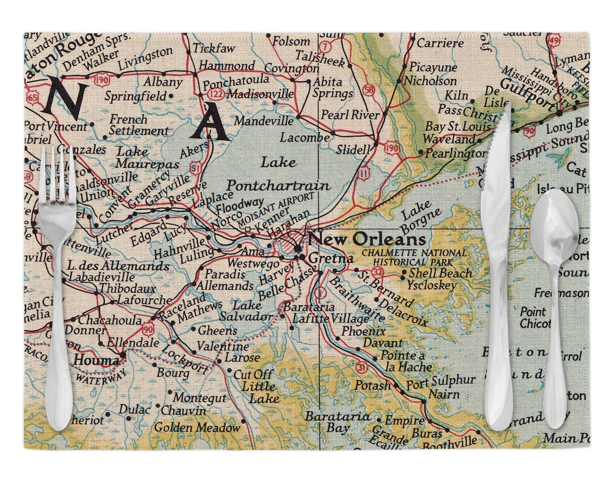 Daisy Mae Designs - Wholesale Placemat - Custom Map Placemat Set Tabletop Linens Set of 4 Personalized6