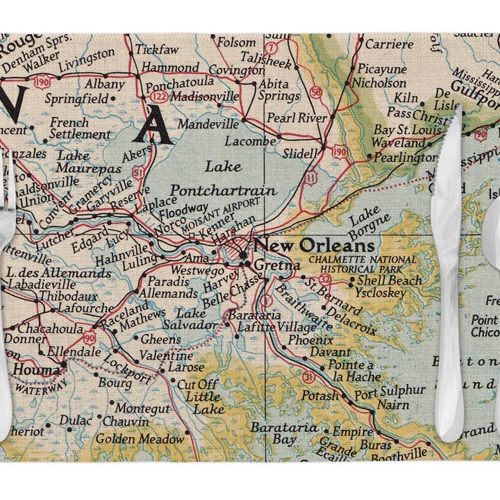 Daisy Mae Designs - Wholesale Placemat - Custom Map Placemat Set Tabletop Linens Set of 4 Personalized6