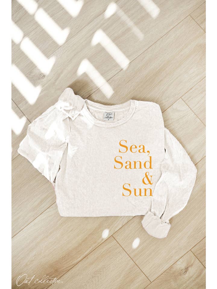 OAT COLLECTIVE - Wholesale Screen Printed T-Shirt - Women's - SEA, SAND AND SUN Mineral Washed Long Sleeve Graphic2