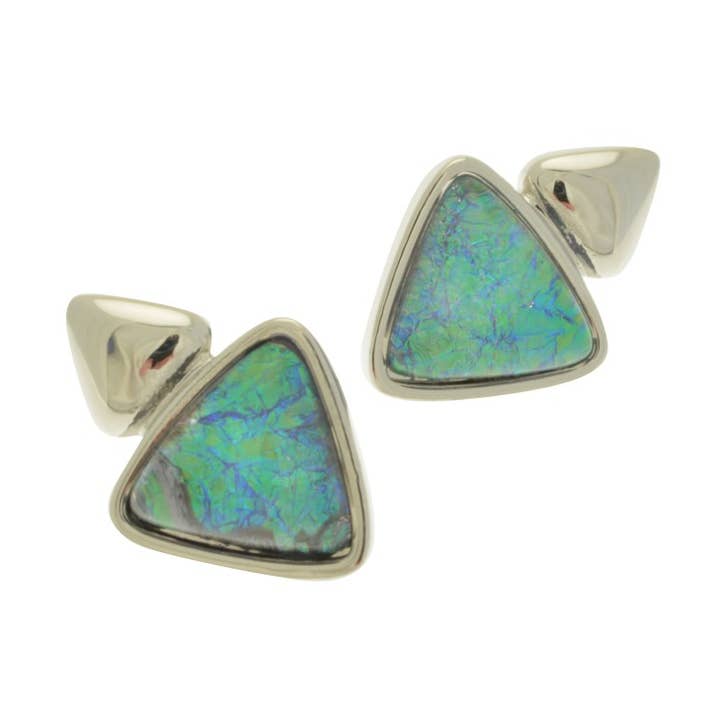 Blue Iridescent Pyramid Earrings for wholesale by Miss Milly Limited