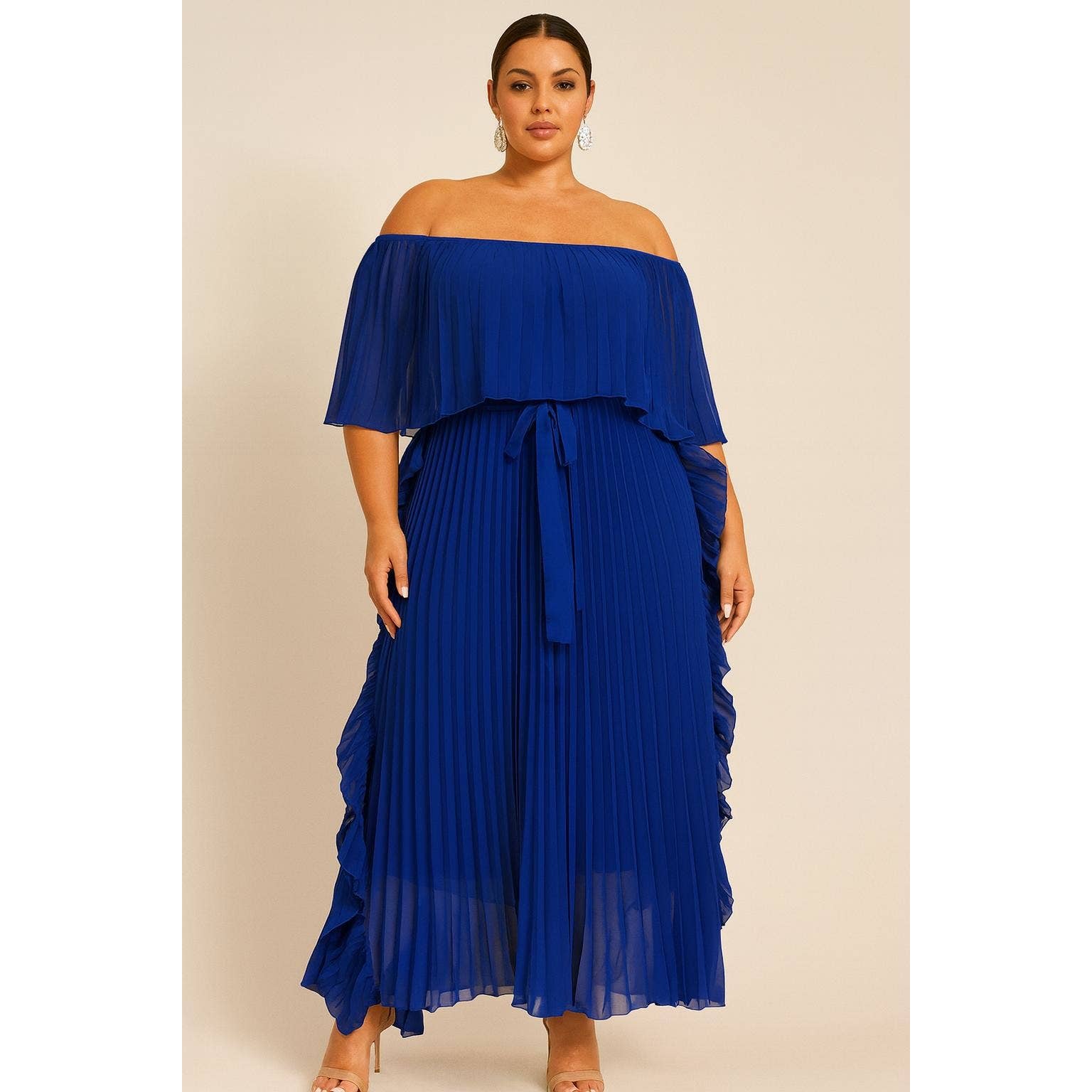 omgstyles – Engroshandel Kjole - Dame – Plus size plisseret maxikjole4