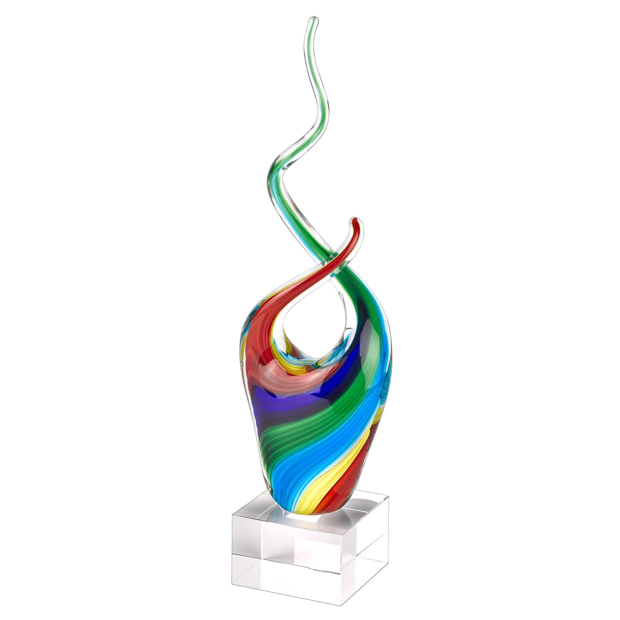 HomeRoots - Wholesale Decorative Tabletop Object - 11 MultiColor Art Glass Abstract Centerpiece on Crystal Base2