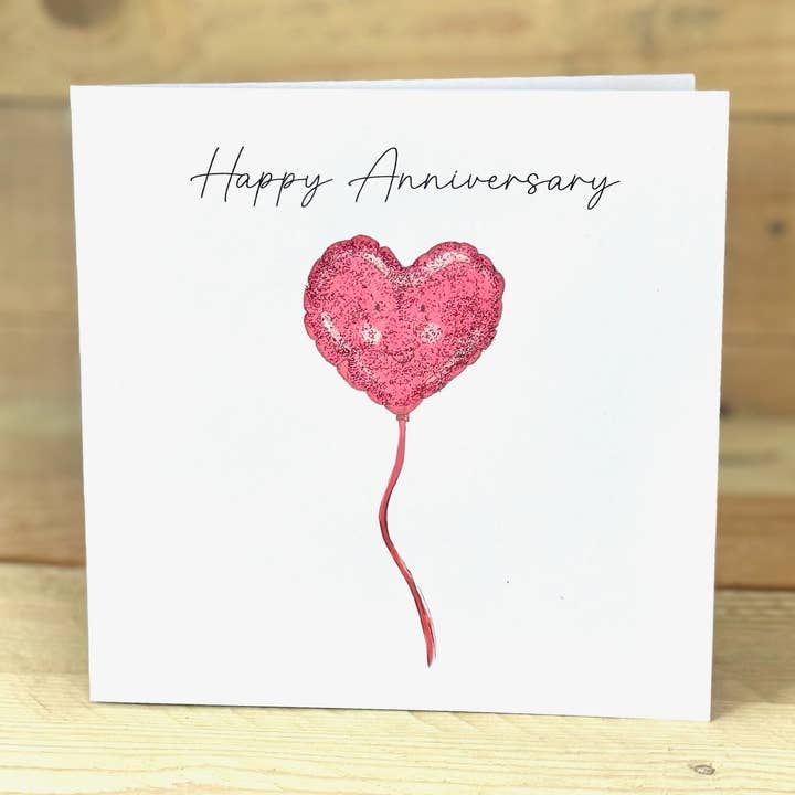 Carte d'anniversaire avec ballon en forme de cœur pour la vente par Arty Bee Designs