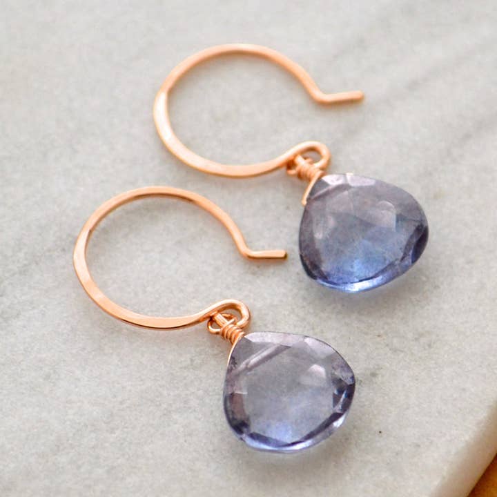 Azure Earrings - blue mystic quartz gemstone drop earrings for wholesale by Foamy Wader