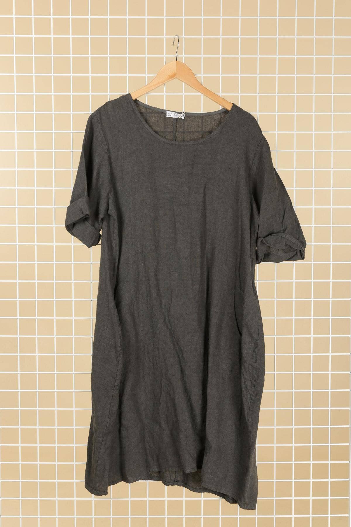 la maison des fibres naturelles - Wholesale Dress - Women's - Round neck dress in 100% linen 676112