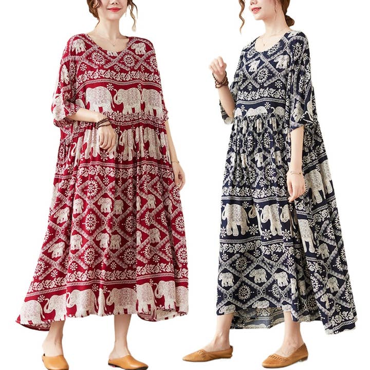 Troposa - Plus Size Boho Dress with Pockets for wholesale by Funkyrel® Atzbranding Limited
