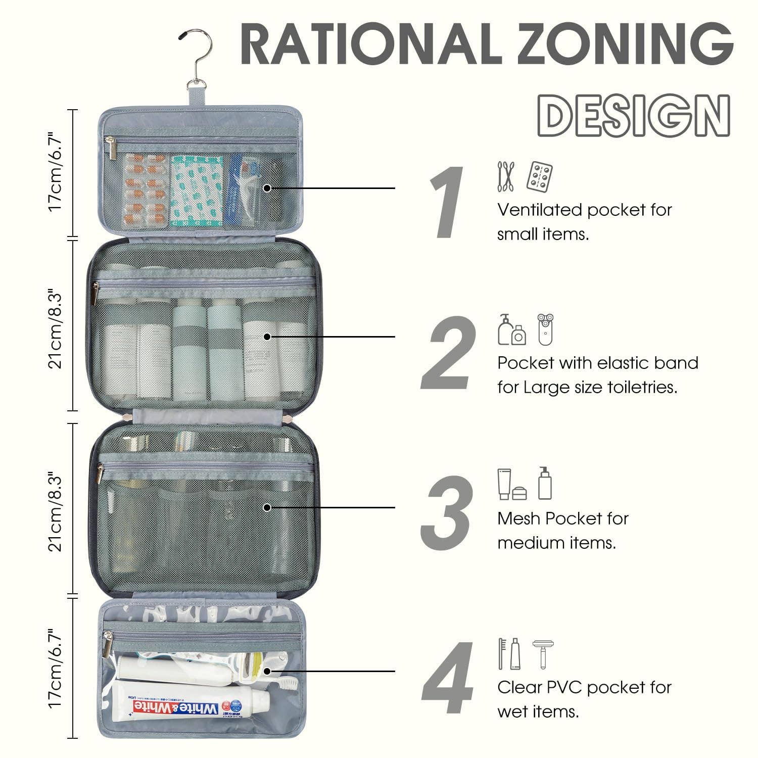 wandf – Großhandel Kosmetiktasche – Unisex – Kosmetiktasche Dopp Kit Rasierbeutel mit 4 Fächern, Unisex24