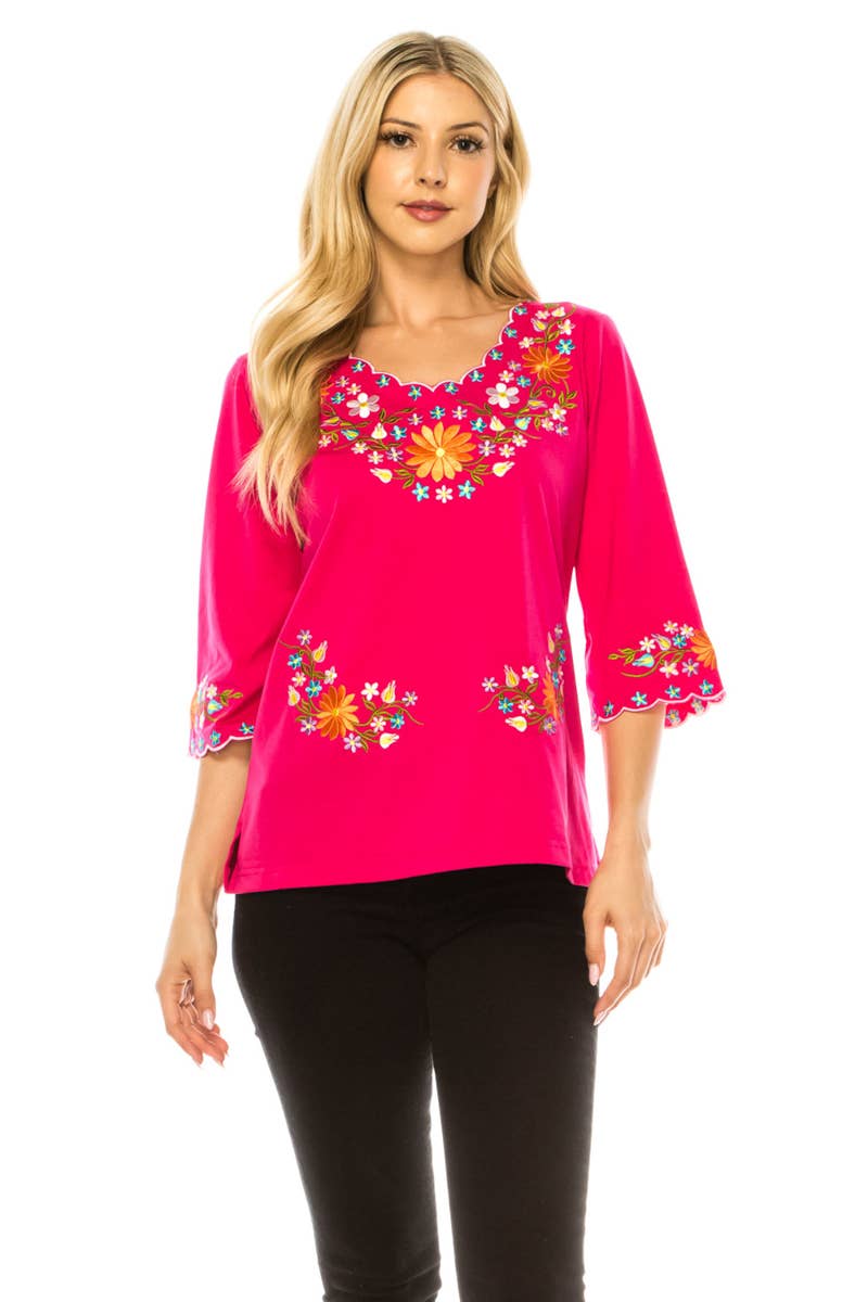 Unik - Vente Chemisier – femme - Adulte Traditionnel Brodé Manches 3/4 S-3XL15