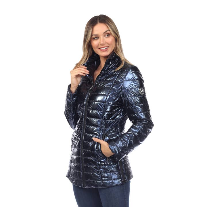 WHITE MARK - Wholesale Puffer Jacket - Women's - Women's Metallic Puffer Coat1