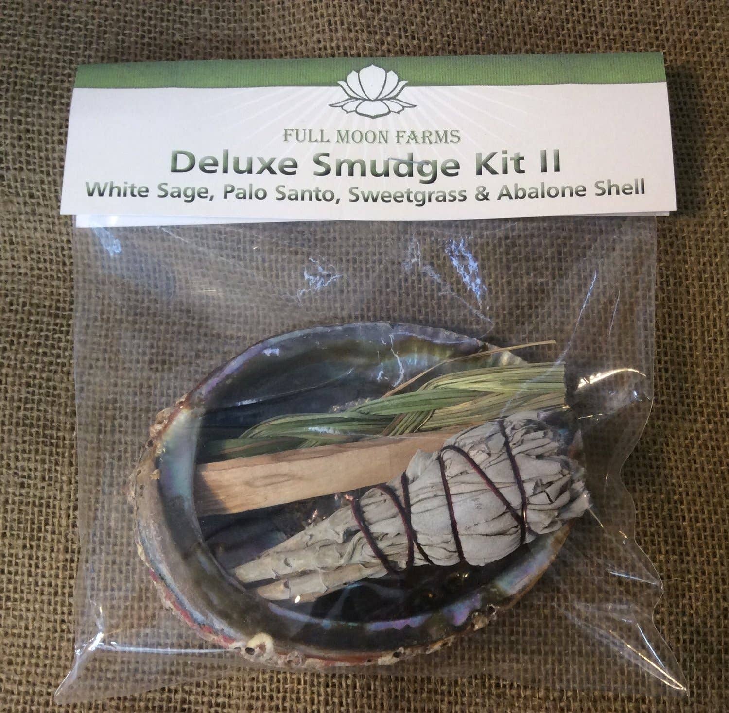 Full Moon Farms, LLC - Wholesale Sage Bundle - Deluxe Smudge Kit II - White Sage, Palo Santo, Sweetgrass