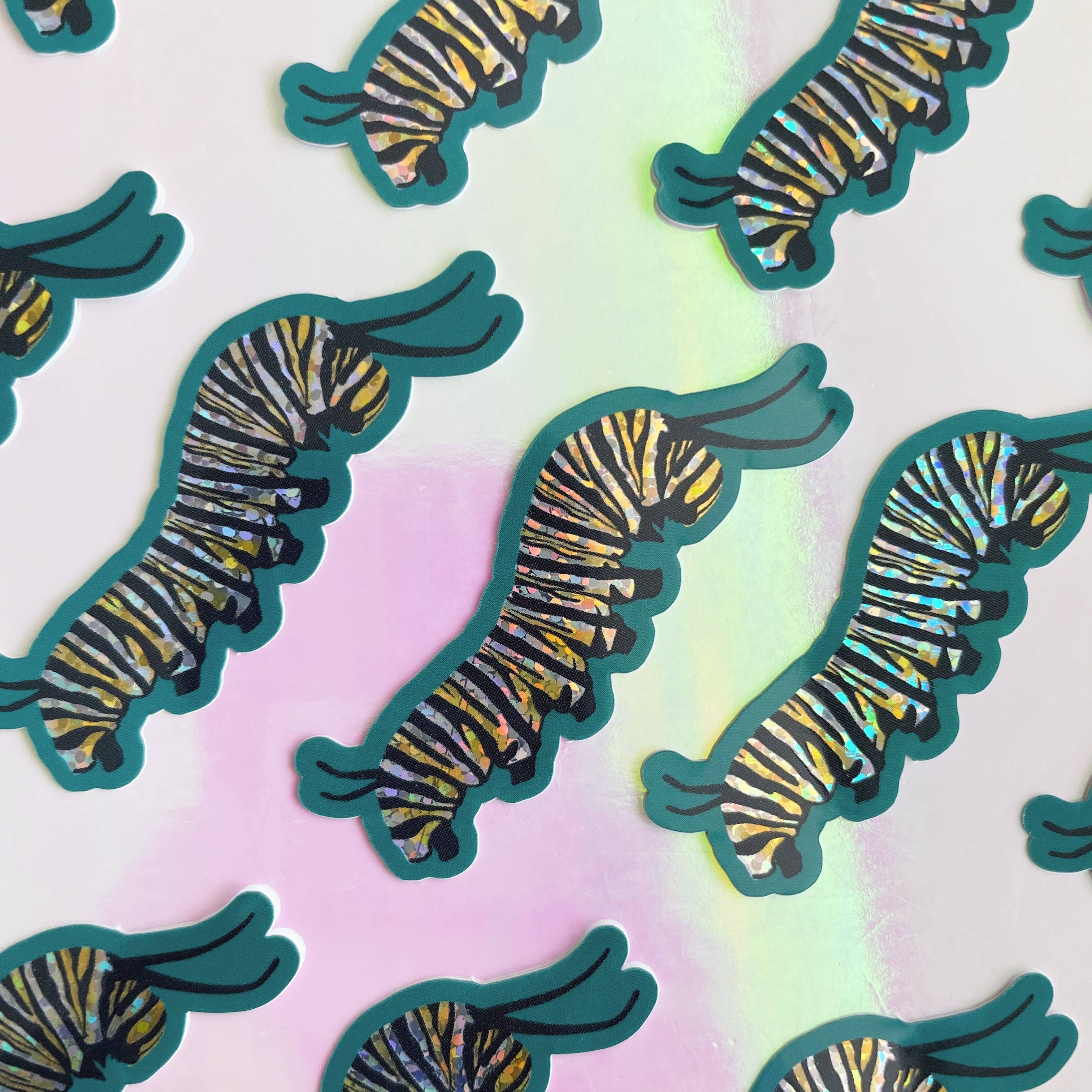 Mother of the Moon – Engroshandel Klistermærke – Monarch Caterpillar Holografisk Glitter Vinyl Sticker2
