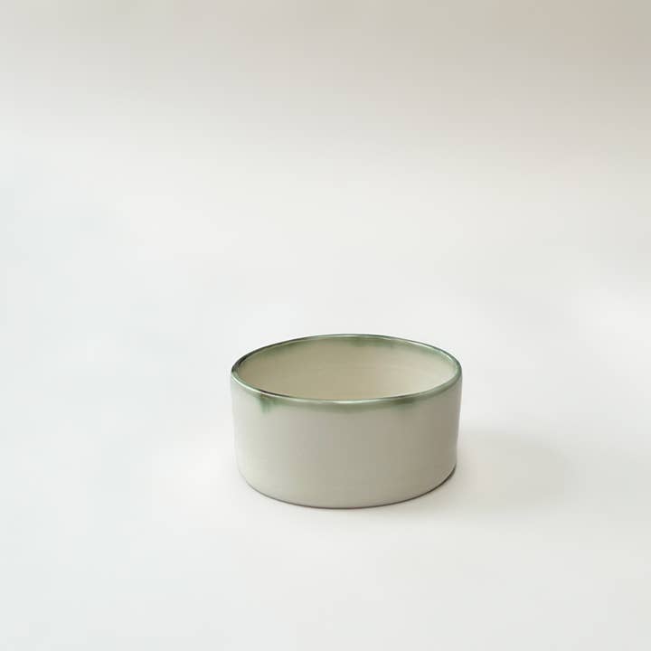 Soup Bowl (15cm) - Straight - Transparent - Green Edge for wholesale by Mihaly Herczeg Ceramics