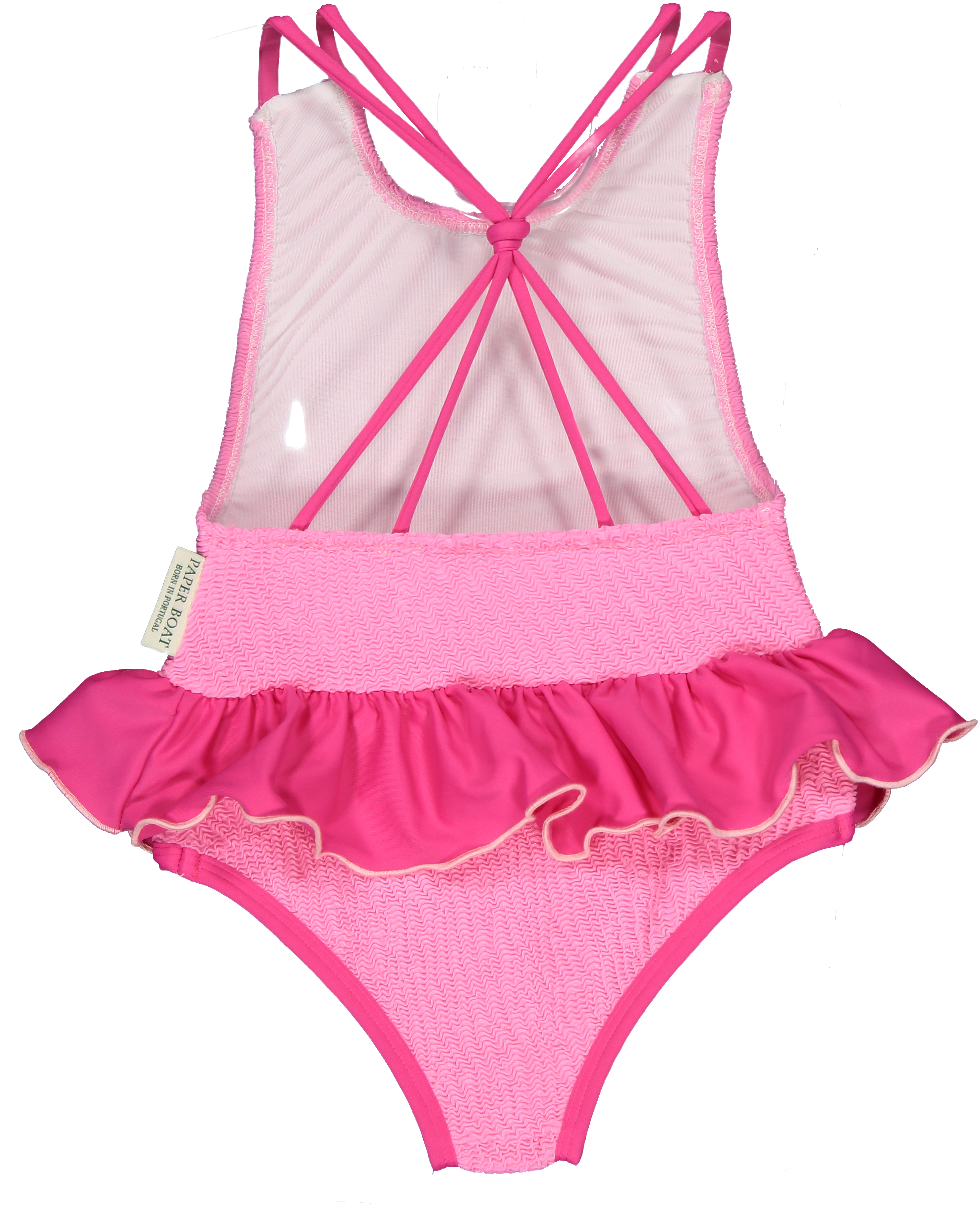 Paperboat - Vendita all'ingrosso Costume intero - Bambini - Costume intero bambina rosa con texture a onde e dettagli fucsia5