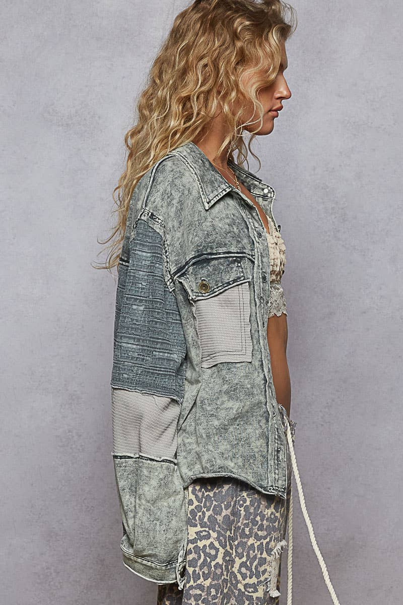 Pol Clothing - Wholesale Jacket - Women's - Long Sleeve French Terry Contrast Animal or Floral Jacket2