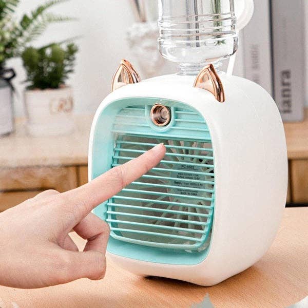 Showcase - Wholesale Electric Fan - Cool Chill Cat Ear Tabletop Misting Fan Green6