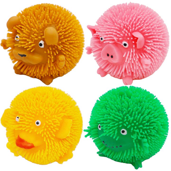 Cap Zone - Wholesale Squishy Toy - Kids & Baby - Spiky Puffer Animal LED Light-Up Squishy Ball
