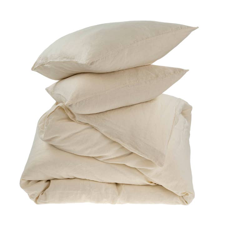 Parure de lit Reverie Linen King, ivoire pour la vente par INDABA HOME