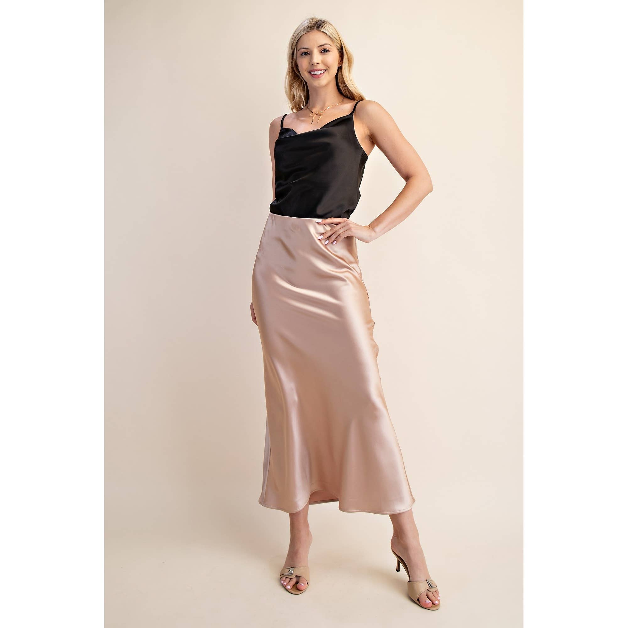 STYLE USA - Wholesale Skirt - Women's - Midi Satin Skirt4