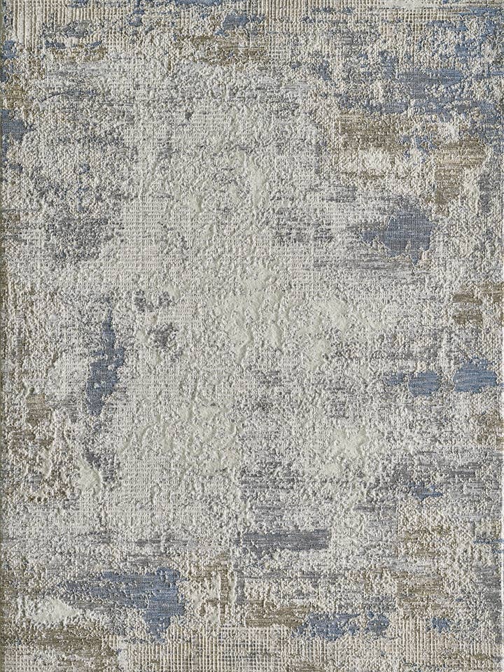 Preston 8100 Ivory Blue Textures Area Rug for engroshandel hos KAS Rugs