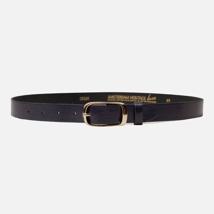 Amsterdam Heritage Leather Belts, Bags, Jackets & Apparel - Wholesale Belt - Women's - Lasse | Gold Buckle Skinny Classic Design Leather Belt Women13