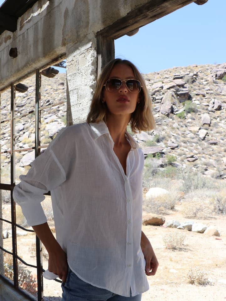 Drop Shoulder Shirt Cotton Voile - Cannoli for wholesale by Felicite Apparel